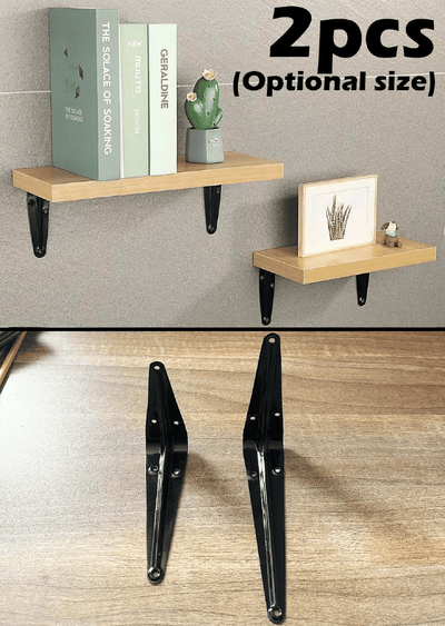2-Piece Heavy Duty Steel L Brackets for Shelves Wall Mounted Angle Corner Brace Black
