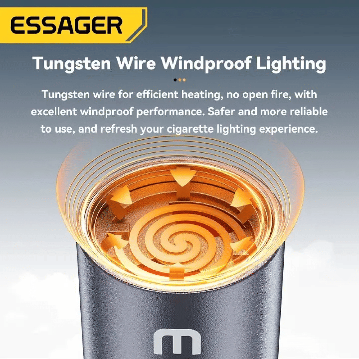 Essager Type-C Cigarette Lighter Tungsten Wire Heating Auto Shut-Off Compact Aluminum Alloy Flameless Windproof