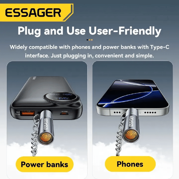 Essager Type-C Cigarette Lighter Tungsten Wire Heating Auto Shut-Off Compact Aluminum Alloy Flameless Windproof