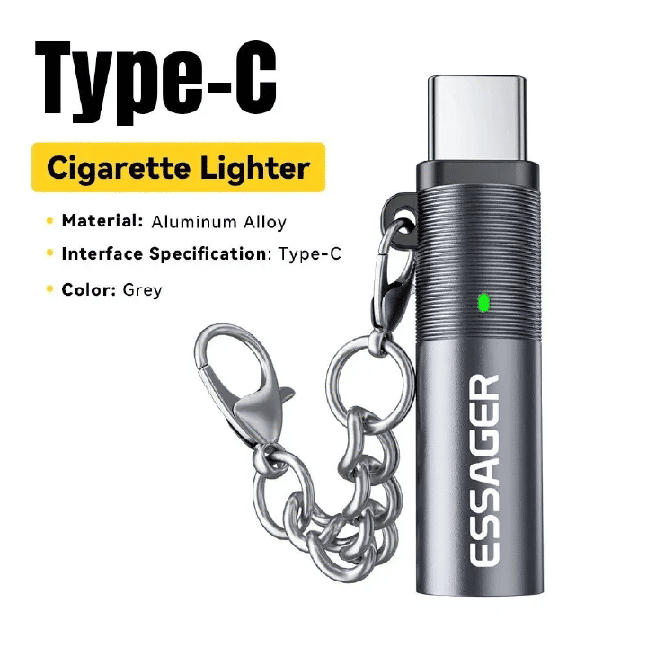 Essager Type-C Cigarette Lighter Tungsten Wire Heating Auto Shut-Off Compact Aluminum Alloy Flameless Windproof