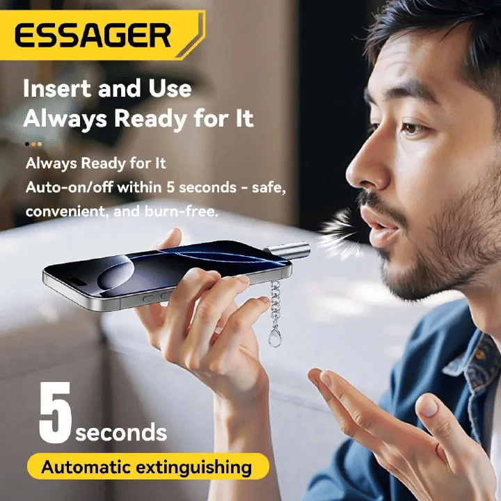 Essager Type-C Cigarette Lighter Tungsten Wire Heating Auto Shut-Off Compact Aluminum Alloy Flameless Windproof