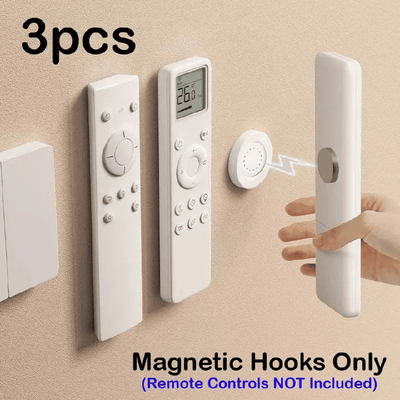 3pcs Magnetic Hooks Remote Control Holder TV Air Conditioner Wall Storage No Drilling Strong Magnet Hanging Keychain Anti-Lost Garden White