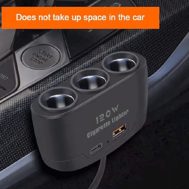 3 Way 12-24V Multi Socket Car Splitter USB Charger Adapter PD Fast Charging Cigarette Lighter For Android iPhone iPad GPS Dashcam