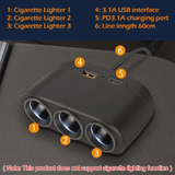3 Way 12-24V Multi Socket Car Splitter USB Charger Adapter PD Fast Charging Cigarette Lighter For Android iPhone iPad GPS Dashcam