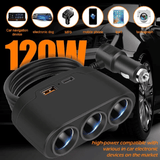 3 Way 12-24V Multi Socket Car Splitter USB Charger Adapter PD Fast Charging Cigarette Lighter For Android iPhone iPad GPS Dashcam