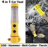 4-in-1 Car Safety Escape Tool Window Breaker LED Emergency Hammer Seat Belt Cutter Flashlight Beacon