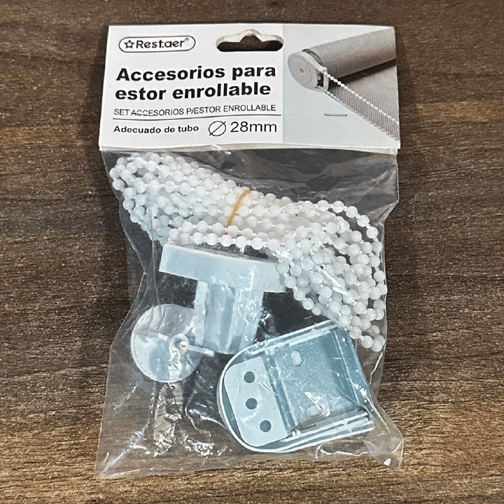 Roller Blind Fittings Replacement Kit with Bead Chain for Curtain Rods Blackout Roller Blind Bars Tube Metal Brackets 28mm