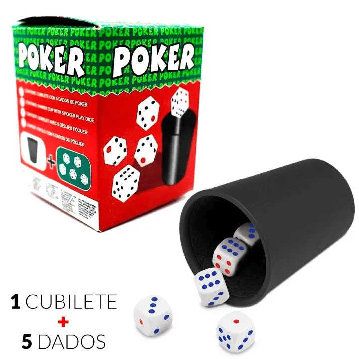 5-Piece Poker Dice Game Set with Shaker Cup Plastic Board Game