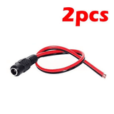 2-Pack 5.5mm x 2.1mm DC Female Pigtail Cable 10-Inch 18AWG Power Connector for CCTV Camera LED Strip Router