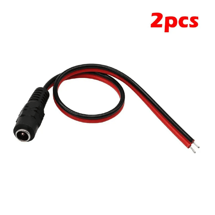 2-Pack 5.5mm x 2.1mm DC Female Pigtail Cable 10-Inch 18AWG Power Connector for CCTV Camera LED Strip Router