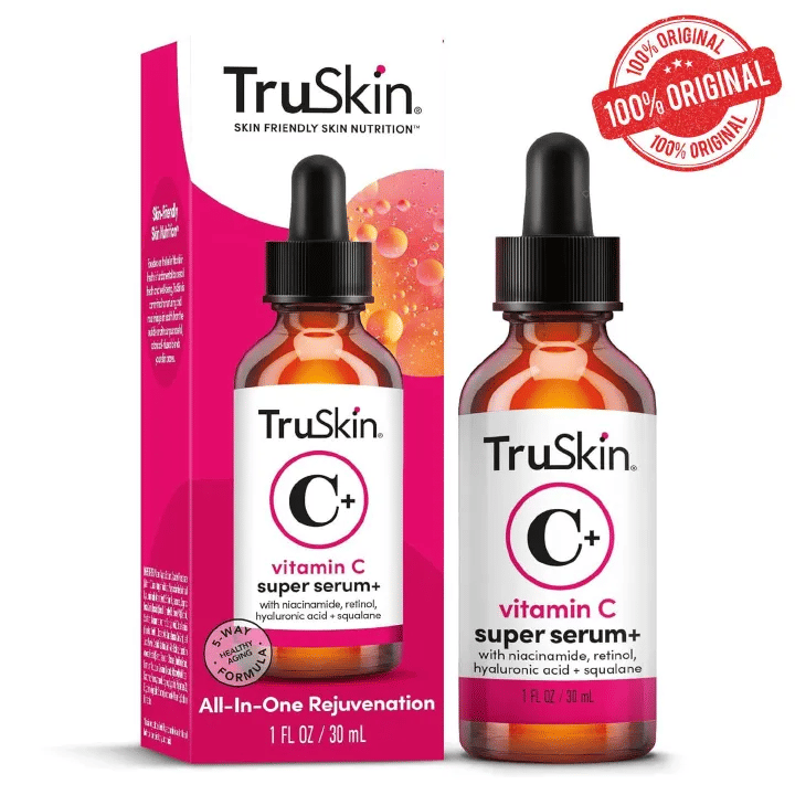 TruSkin Vitamin C Super Serum - Brightening, Firming & Smoothing Face Serum with Retinol, Niacinamide, Hyaluronic Acid & Squalane - 1 fl oz