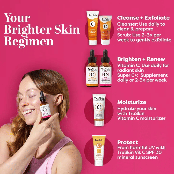 TruSkin Vitamin C Super Serum - Brightening, Firming & Smoothing Face Serum with Retinol, Niacinamide, Hyaluronic Acid & Squalane - 1 fl oz
