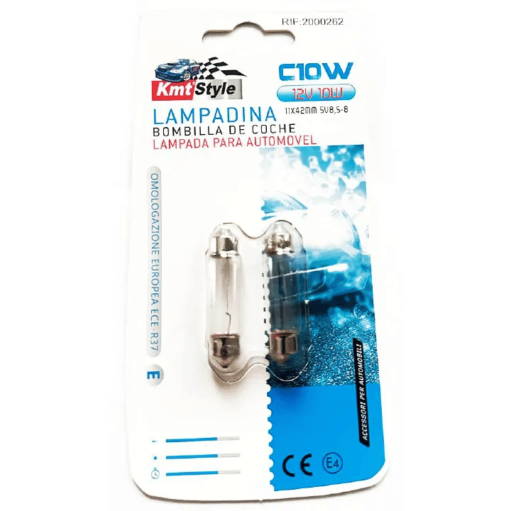 2-Piece 12V 10W C10W Filament Car Interior Light Bulbs SV8.5-8 Base 11mm x 42mm Reading Dome Lamp Replacement White