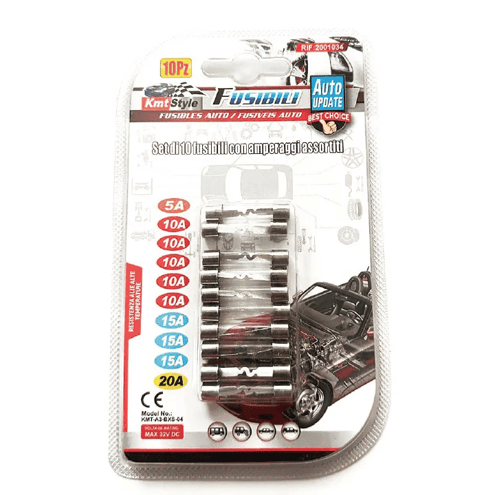 10pcs 6x32mm Car Assorted Fuses 5A 10A 15A 20A Fast Blowing Glass Tube Fuse Max 32V DC Insurance Silver + Clear