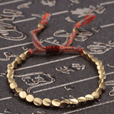 Handmade Tibetan Lucky Rope Bracelet Unisex Braided Cotton Thread Copper Beads Adjustable Jewelry
