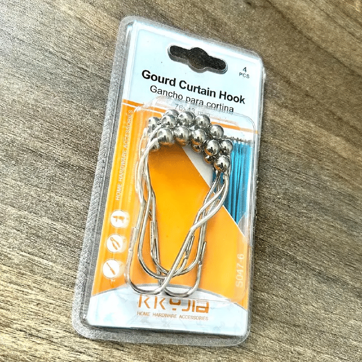 4pcs Gourd Curtain Hook Silver Shower Rings Hooks Bathroom Poles Rod Window Door Sturdy Metal with Rolls to Slide