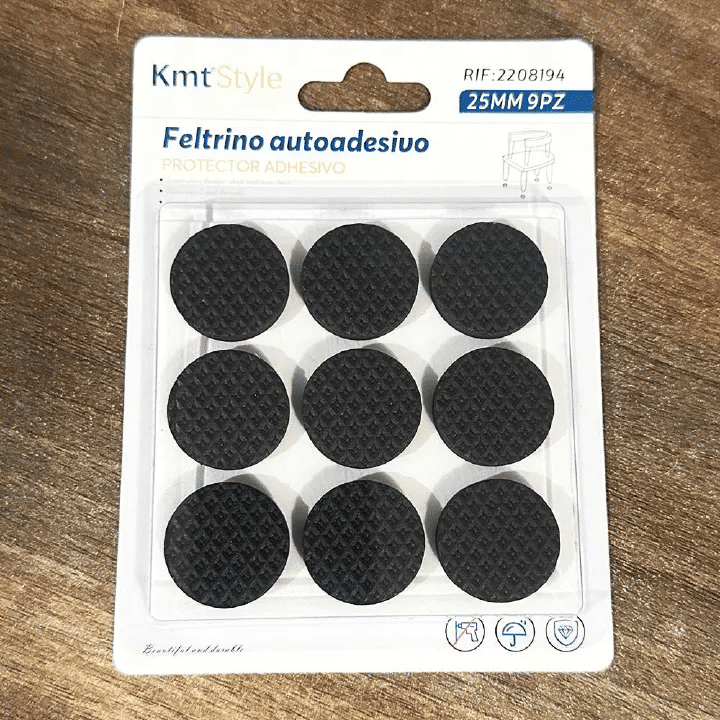 9pcs 25mm Round EVA Furniture Pads Non-Slip Floor Protectors for Chair Legs Table Anti-Scratch Noise Reduction Self-Adhesive Black