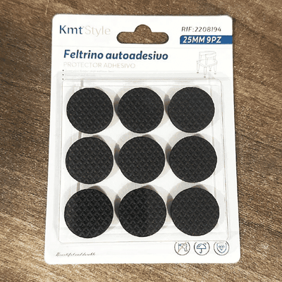 9pcs 25mm Round EVA Furniture Pads Non-Slip Floor Protectors for Chair Legs Table Anti-Scratch Noise Reduction Self-Adhesive Black