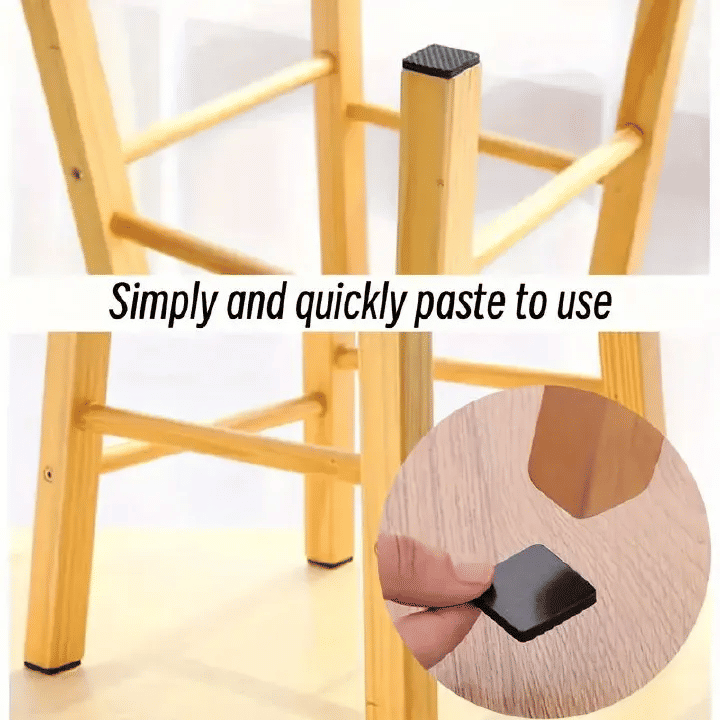 16pcs 19mm x 19mm Square EVA Furniture Pads Non-Slip Floor Protectors for Chair Legs Table Anti-Scratch Noise Reduction Self-Adhesive Black