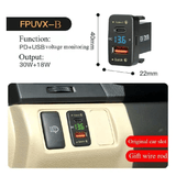 Car Charger Embedded Adapter Dual USB PD QC3.0 Fast Charge Type C Slot Power Socket LED Voltmeter for Toyota 12/24V