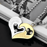 Romantic Couple Heart Pendant Necklace Set 'I Love You' Jewelry Gift