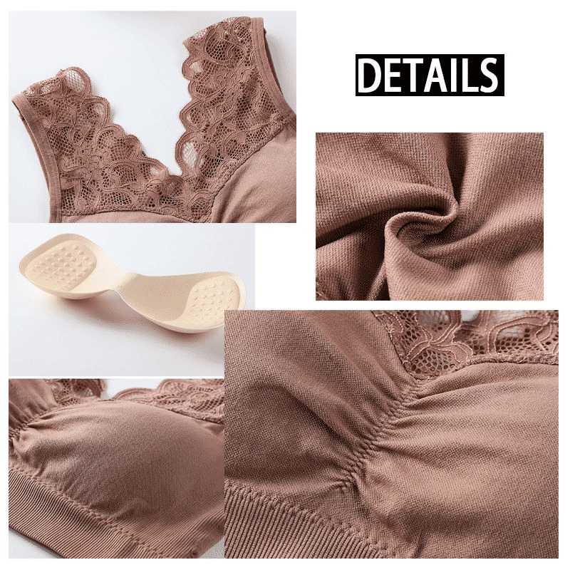 Seamless Wireless Lace Push-Up Bra: Beauty Back, Sports, Yoga, Padded Comfort