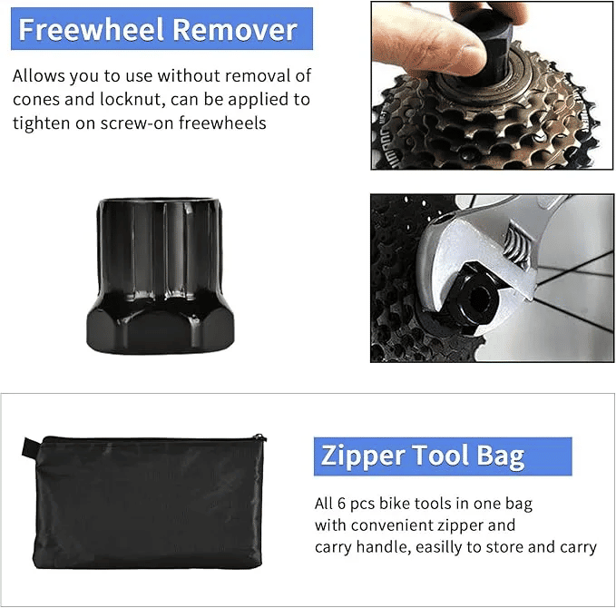 Portable Bike Repair Tool Kit 6-Piece Steel Bicycle Maintenance Set