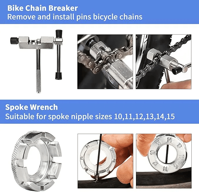 Portable Bike Repair Tool Kit 6-Piece Steel Bicycle Maintenance Set