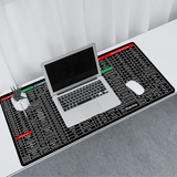 Extra Large Ocean Wave Gaming Desk Mat with English Shortcut Keys, Non-Slip Rubber Base