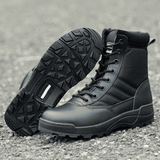 SHJO Men's Black High-Top Tactical Combat Boots - Durable Waterproof Military Hiking