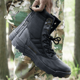 SHJO Men's Black High-Top Tactical Combat Boots - Durable Waterproof Military Hiking
