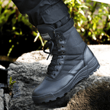 SHJO Men's Black High-Top Tactical Combat Boots - Durable Waterproof Military Hiking