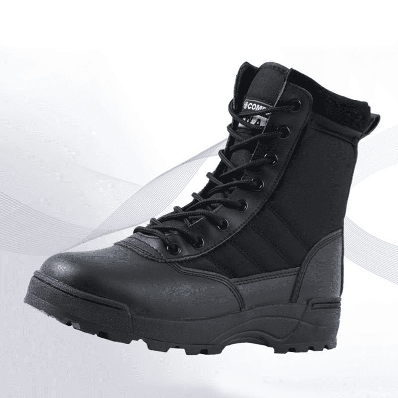 SHJO Men's Black High-Top Tactical Combat Boots - Durable Waterproof Military Hiking