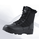 SHJO Men's Black High-Top Tactical Combat Boots - Durable Waterproof Military Hiking