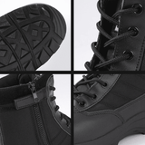 SHJO Men's Black High-Top Tactical Combat Boots - Durable Waterproof Military Hiking