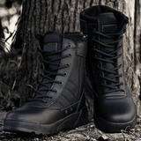 SHJO Men's Black High-Top Tactical Combat Boots - Durable Waterproof Military Hiking