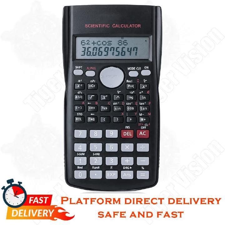 Portable Scientific Calculator 12 Digits Display School Office Stationery Multifunction Tool 82MS Black