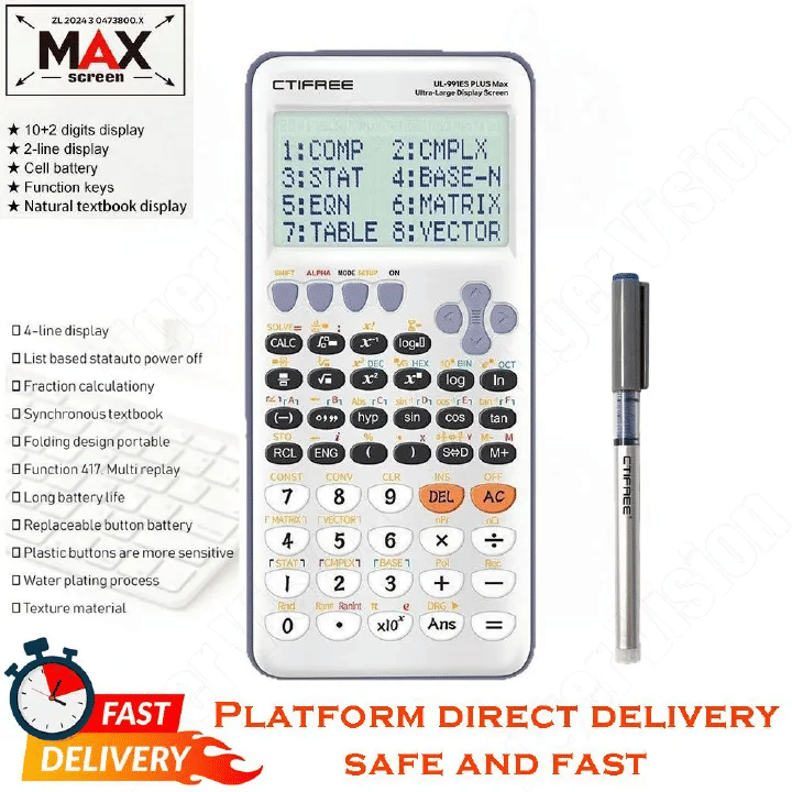 Scientific Calculator 407 Functions Dual-Line LCD Display Exam Approved 991Plus