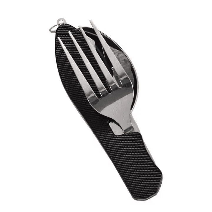 Foldable Camping Utensil Set Multi-Functional Stainless Steel Knife Fork Spoon 4in