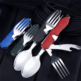 Foldable Camping Utensil Set Multi-Functional Stainless Steel Knife Fork Spoon 4in