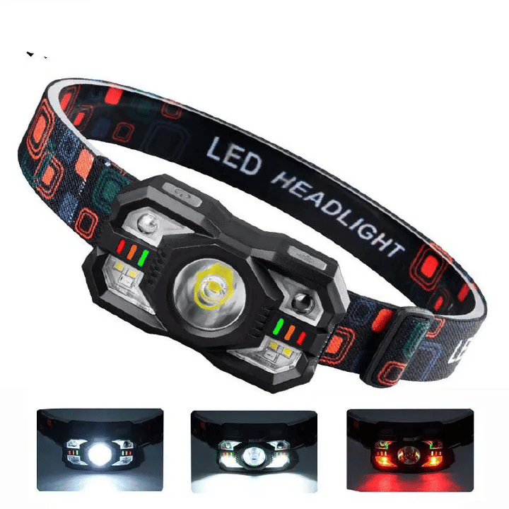 Rechargeable Headlamp Flashlight 2000 Lumen Super Bright LED Headlight with Red Light Motion Sensor Waterproof Lightweight Head Lamp for Outdoor Camping Running Hiking Fishing