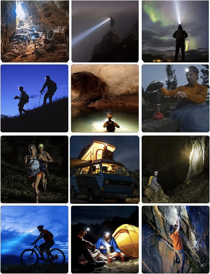 LED Headlamp Flashlight Rechargeable USB 1200mAh IPX4 Waterproof 90°Adjustable for Running Camping Hiking