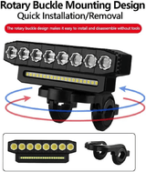 8 LED Bicycle Front Light USB Rechargeable 130dB Cycling Horn 6 Modes