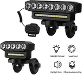 8 LED Bicycle Front Light USB Rechargeable 130dB Cycling Horn 6 Modes