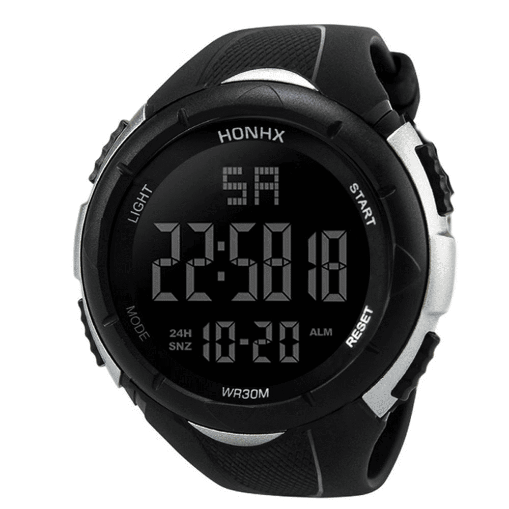 Men's Military Sports Watch Analog Digital LED Waterproof Rubber Strap Black