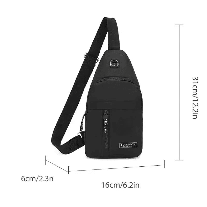 Men's Solid Color Casual Chest Bag - Outdoor Crossbody Sling Pack