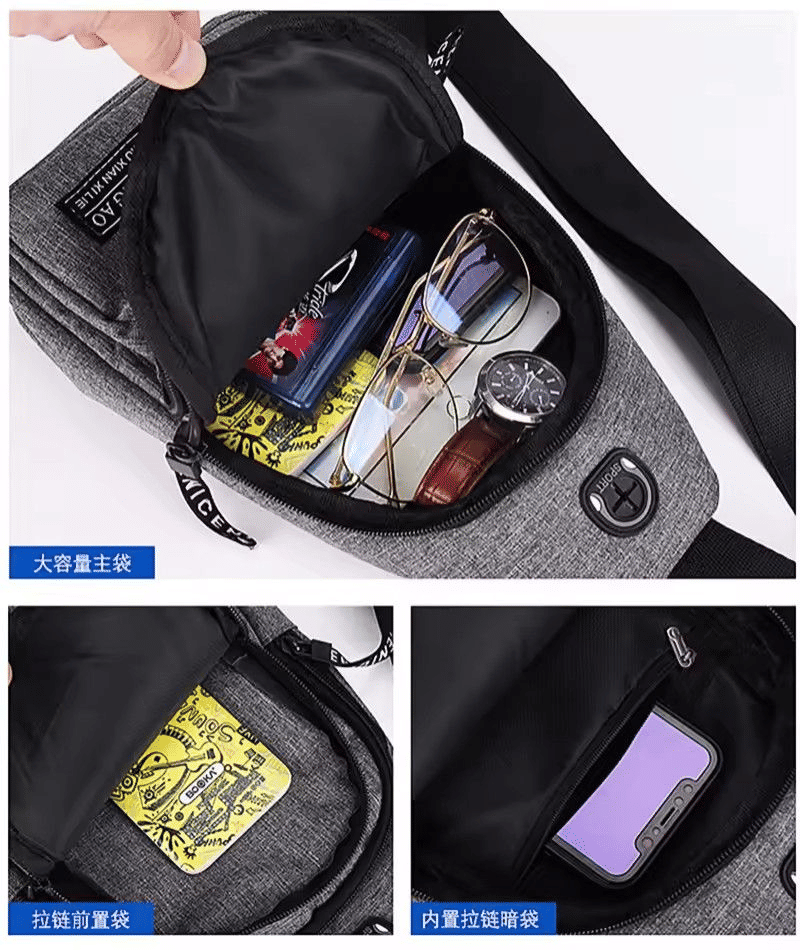Men's Solid Color Casual Chest Bag - Outdoor Crossbody Sling Pack