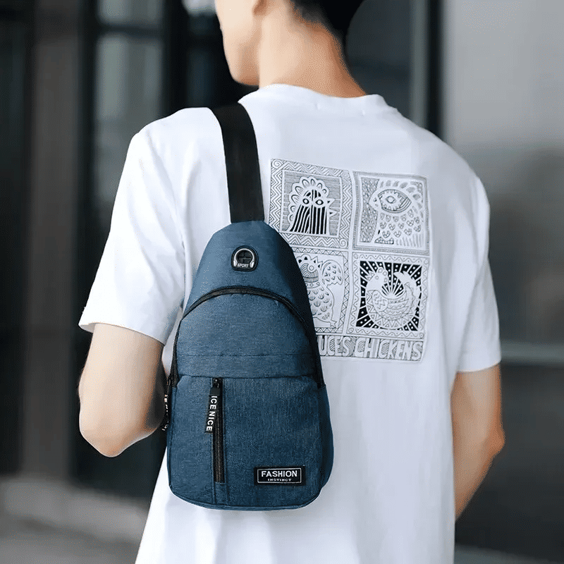 Men's Solid Color Casual Chest Bag - Outdoor Crossbody Sling Pack