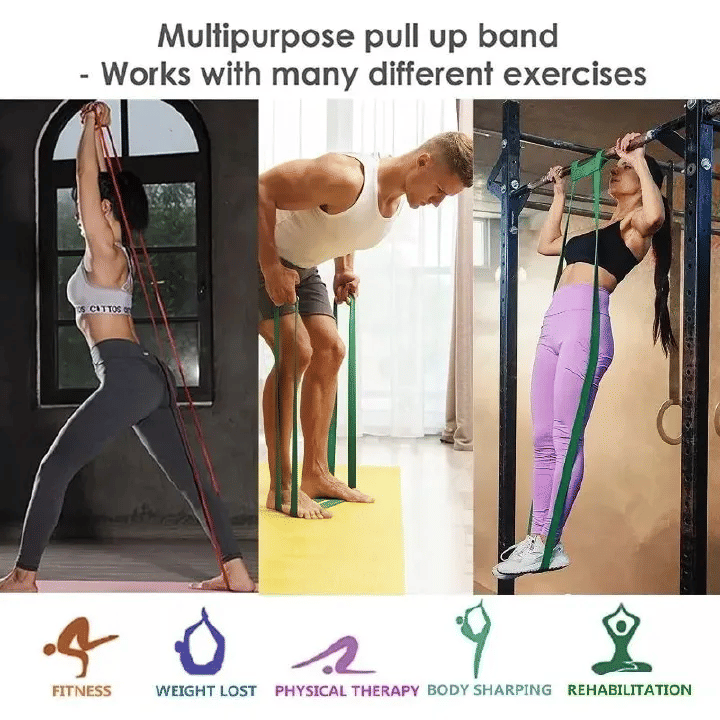 Fitness Resistance Band Set 5-120lbs Latex Exercise Bands for Home Gym Yoga Pilates