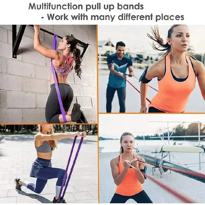 Fitness Resistance Band Set 5-120lbs Latex Exercise Bands for Home Gym Yoga Pilates